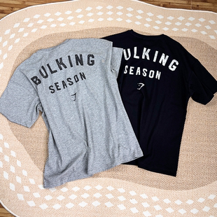 短袖男美式宽松潮流t恤鲨鱼BULKING健身训练肌肉透气圆领棉上衣