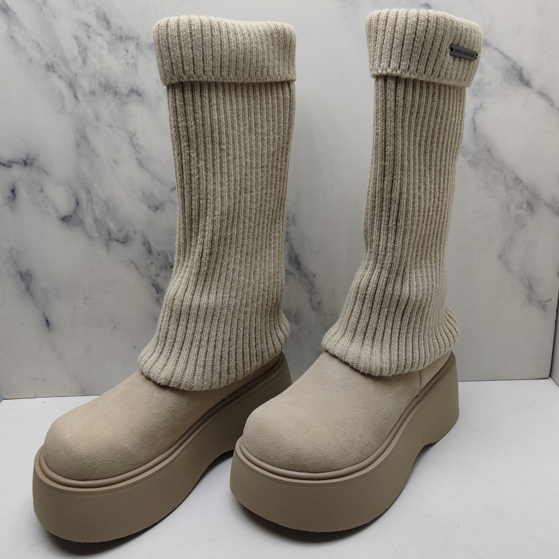 断码处理秋冬季新款女鞋厚底增高舒适弹力百搭袜子靴时尚高筒靴