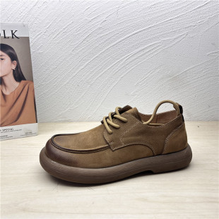 圆头系带英伦复古深口低帮牛皮男单鞋 真皮男鞋 处理春秋新款 断码