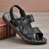 沙滩鞋 牛筋两用男防滑牛外穿皮凉鞋 底2026凉拖鞋 新款 真皮夏季