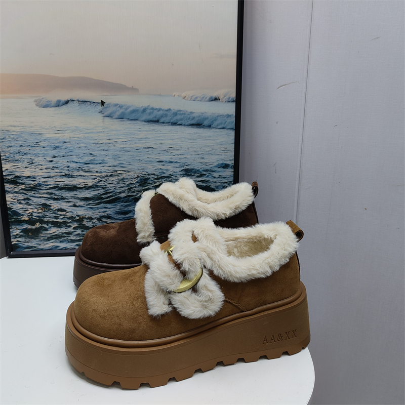 工厂断码处理秋冬季新款女鞋厚底增高时尚英伦复古加绒勃肯鞋棉鞋