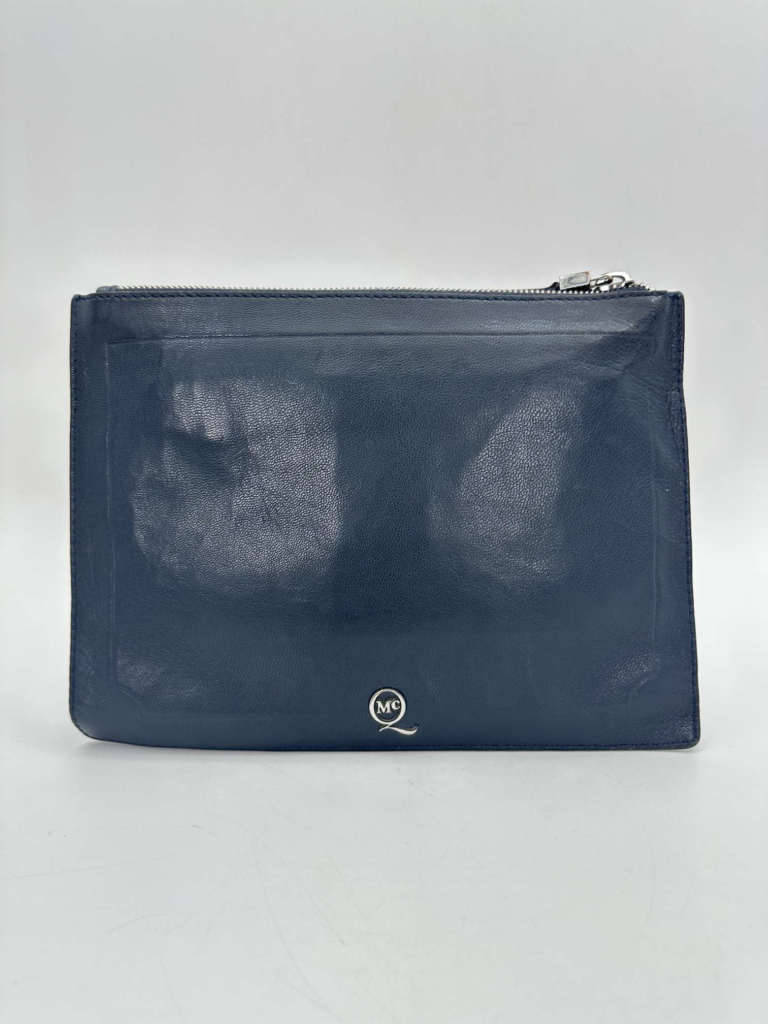 Alexander McQueen麦昆 深蓝色牛皮手拿包 可拆卸 95新 11308025