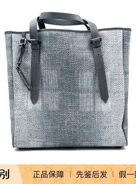 Burberry博柏利 中古灰色编织千鸟格托特包 99新 18651586