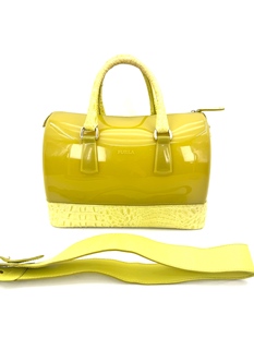 限量版 Candy 果冻包 鳄鱼纹拼皮 5567939 FURLA 成色9新 芙拉