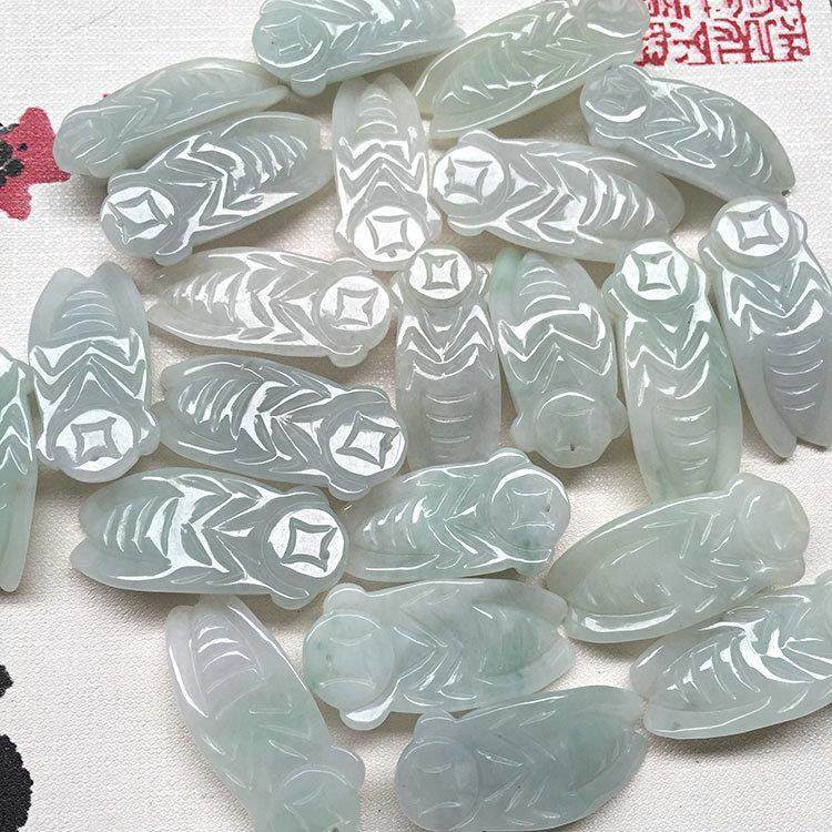 天然翡翠玉器a货 金钱玉蝉(一鸣惊人)吊坠  翡翠工艺礼品