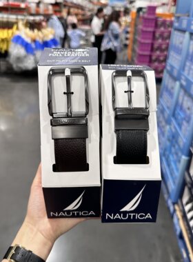 折扣Costco代购NAUTICA诺帝卡男士头层牛皮可翻转两面用皮带真皮