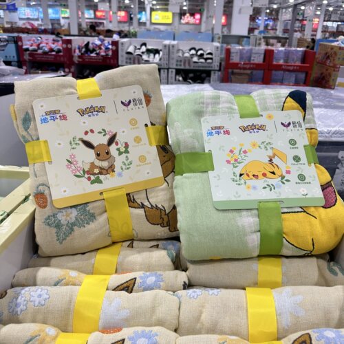 Costco开市客正版Pokemon宝可梦皮卡丘纱布盖毯婴幼儿空调夏凉被
