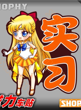 PC0041-06磁力警示汽车贴纸新手上路驾驶实习美少女战士
