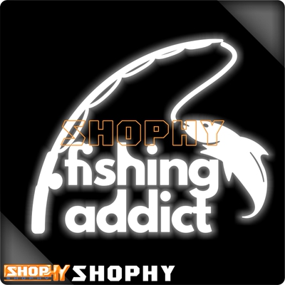 fishing addict垂钓鱼者箱路亚七彩镭射反光荧光摩托电动汽车贴纸