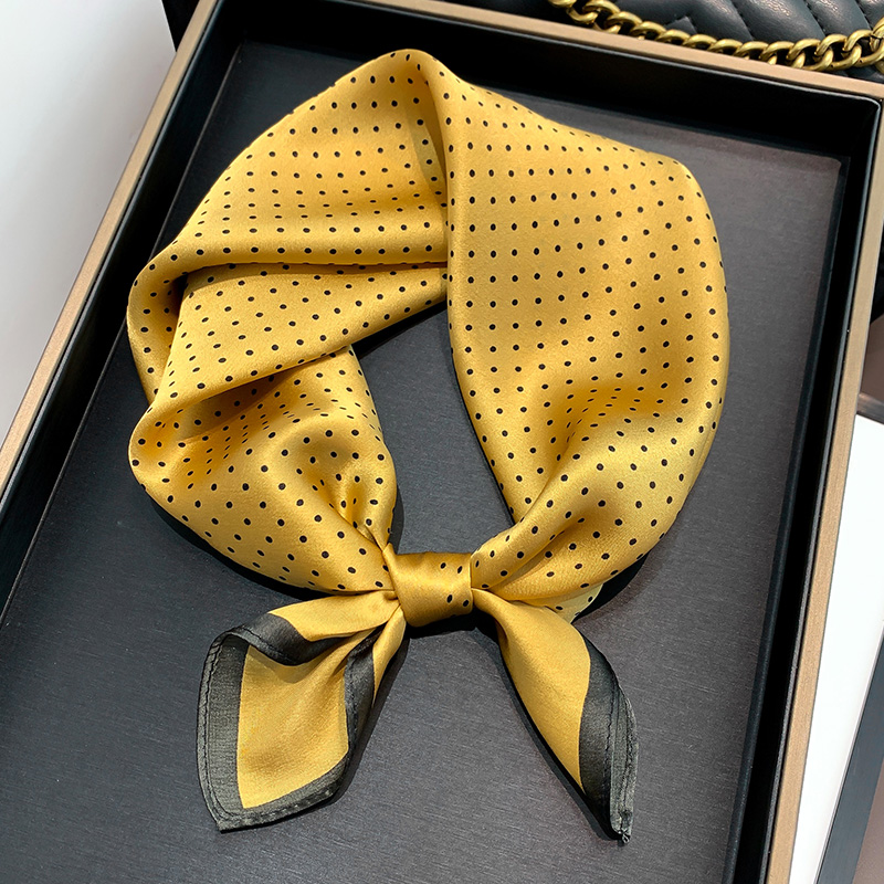 真丝围巾黄色波点女薄款西装