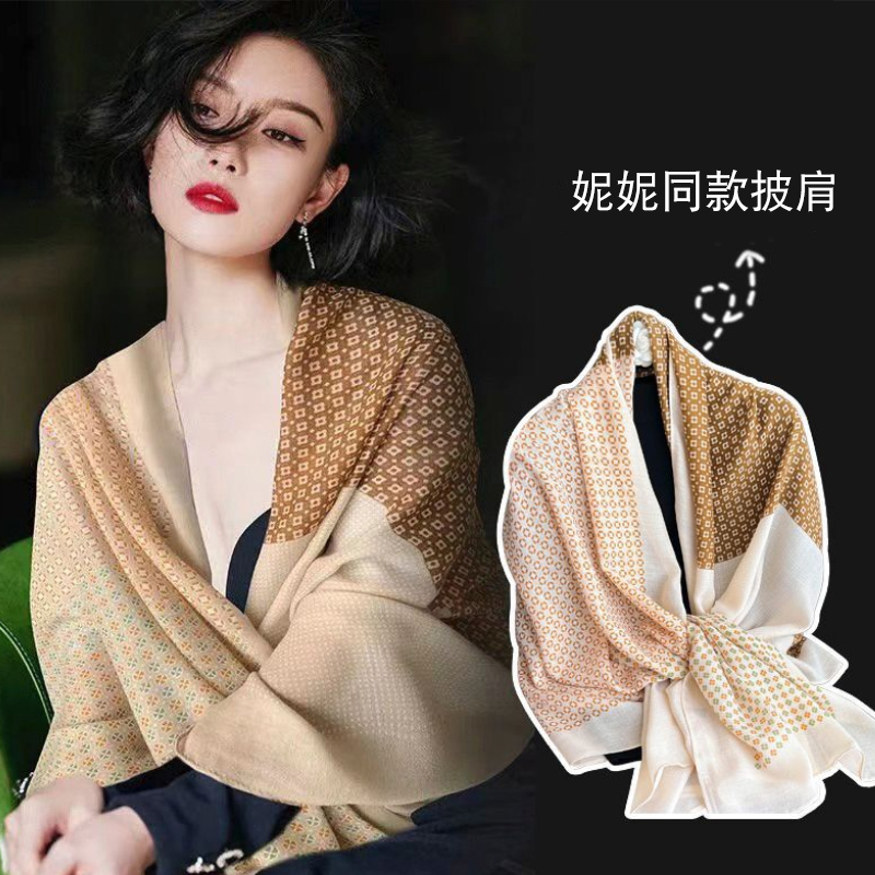 2023新款网红时尚棉麻围巾女秋冬薄款丝巾披肩外搭保暖纱巾围脖潮