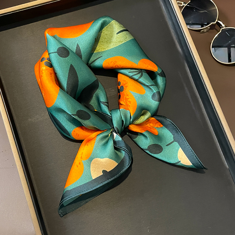 53CM气质花卉100%桑蚕丝发带丝巾