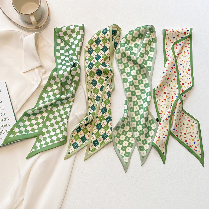 ins小清新绿色系发带丝巾小长条