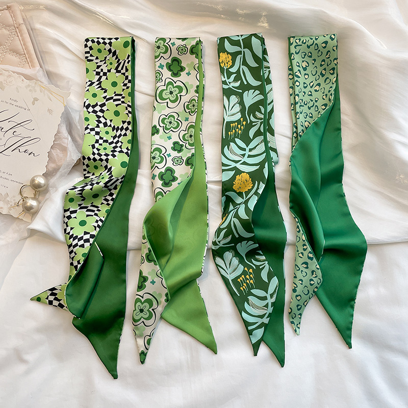 小清新绿色系尖角双面发带丝巾