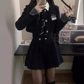 实物偏蓝 学院风套直播爆款 短款 外套jk制服美式 一件代发 西装 此款