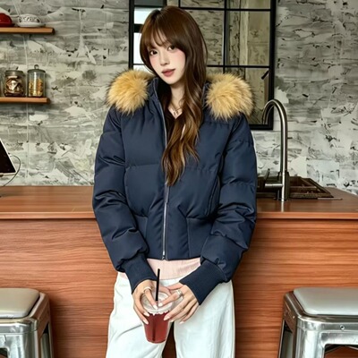 冬日暖炉时髦显瘦韩系大毛领棉服女百搭加厚防寒保暖棉衣外套女装