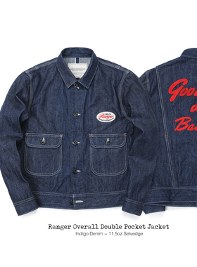 Ranger Overall 刺绣双兜牛仔工作夹克原色赤耳丹宁 美式复古外套