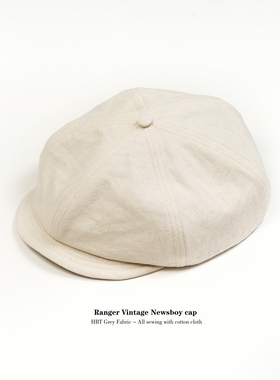RV HBT Newsboy cap 美式复古 春夏薄款 报童帽 米白色人字纹