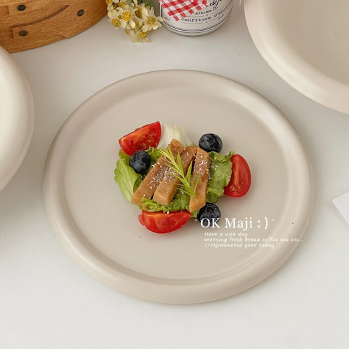 极简白色盘子家用菜盘陶瓷意面牛排盘高级感西餐餐盘蛋糕甜品盘子