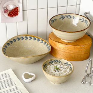 釉下彩饭碗中式 陶瓷面碗复古餐具陶瓷小碗家用高级感汤面碗米饭碗