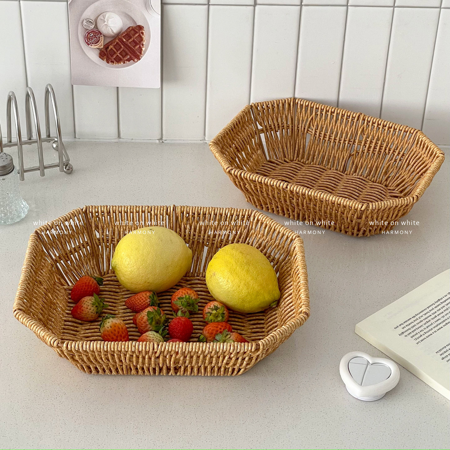 高颜值客厅水果盘藤编点心筐复古田园风茶几零食摆放盘糖果收纳篮