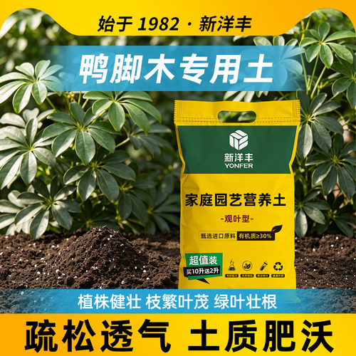 新洋丰鸭脚木专用有机营养土养花通用专用种植土草木灰盆栽颗粒土