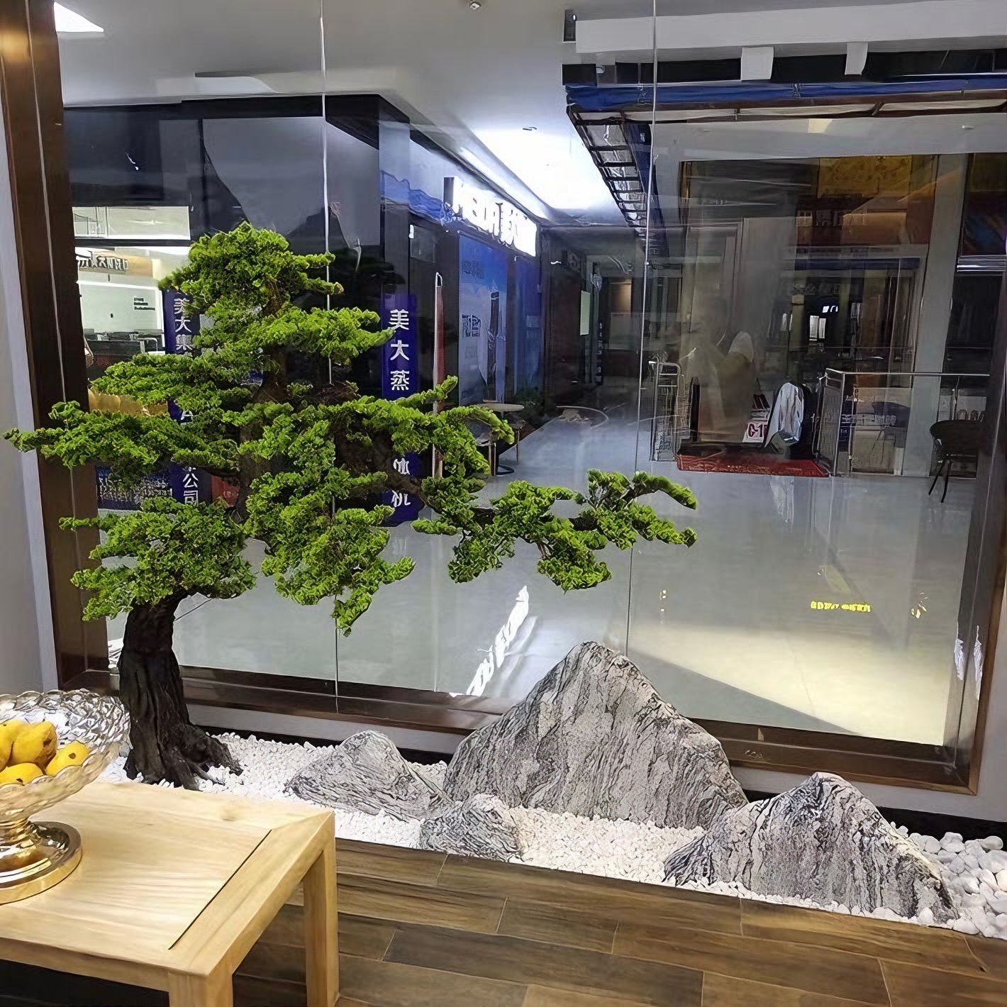 仿真迎客松大型假树松树仿生绿植造景高端轻奢室内外景观植物装饰