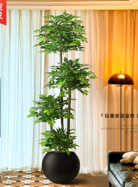 幸福树彷真绿色植物客厅大型落地假植物发财树室内家居装饰摆件假