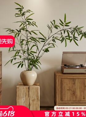 竹子仿真绿植摆件高级感逼真新中式禅意摆件玄关茶室陈列空间装饰