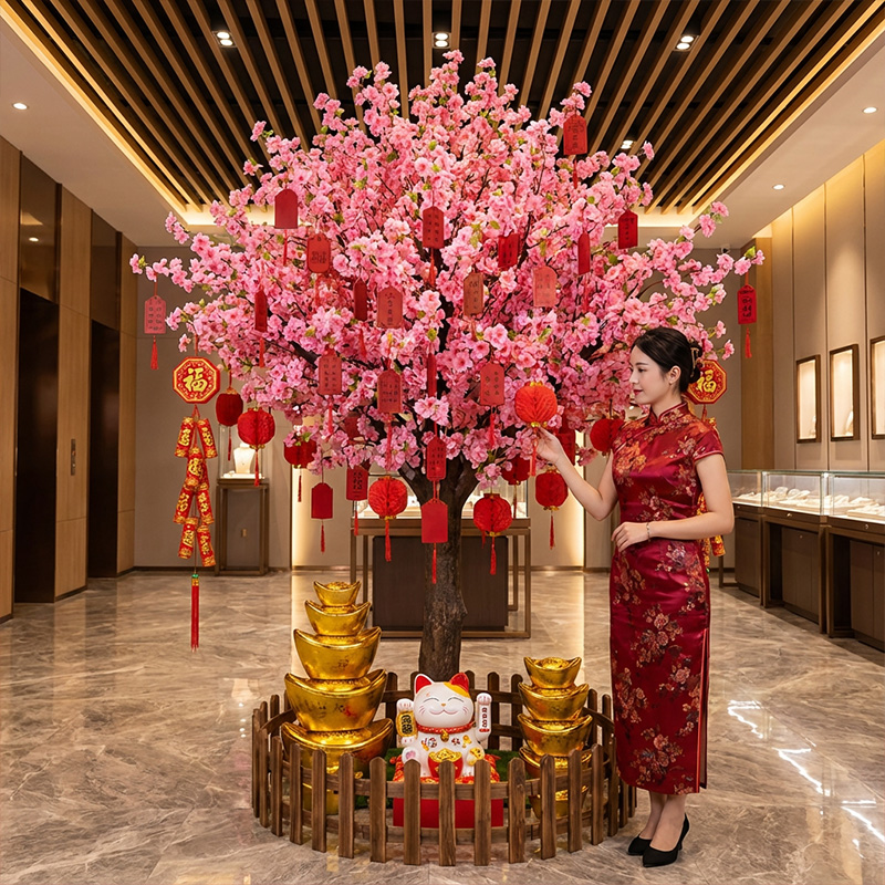 许愿树2026新年元宵节氛围布置装饰用品公司商场橱窗背景摆件道具