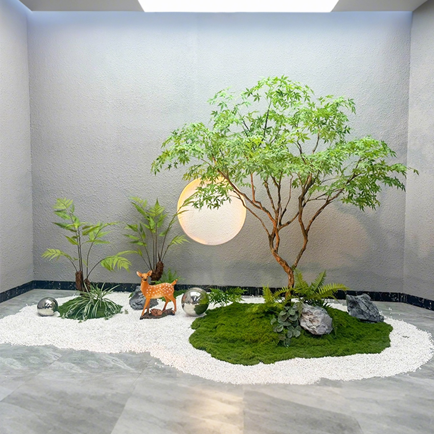 仿真绿枫树鸡爪槭枯山水盆景假树落地摆件茶室室内绿植造景装饰