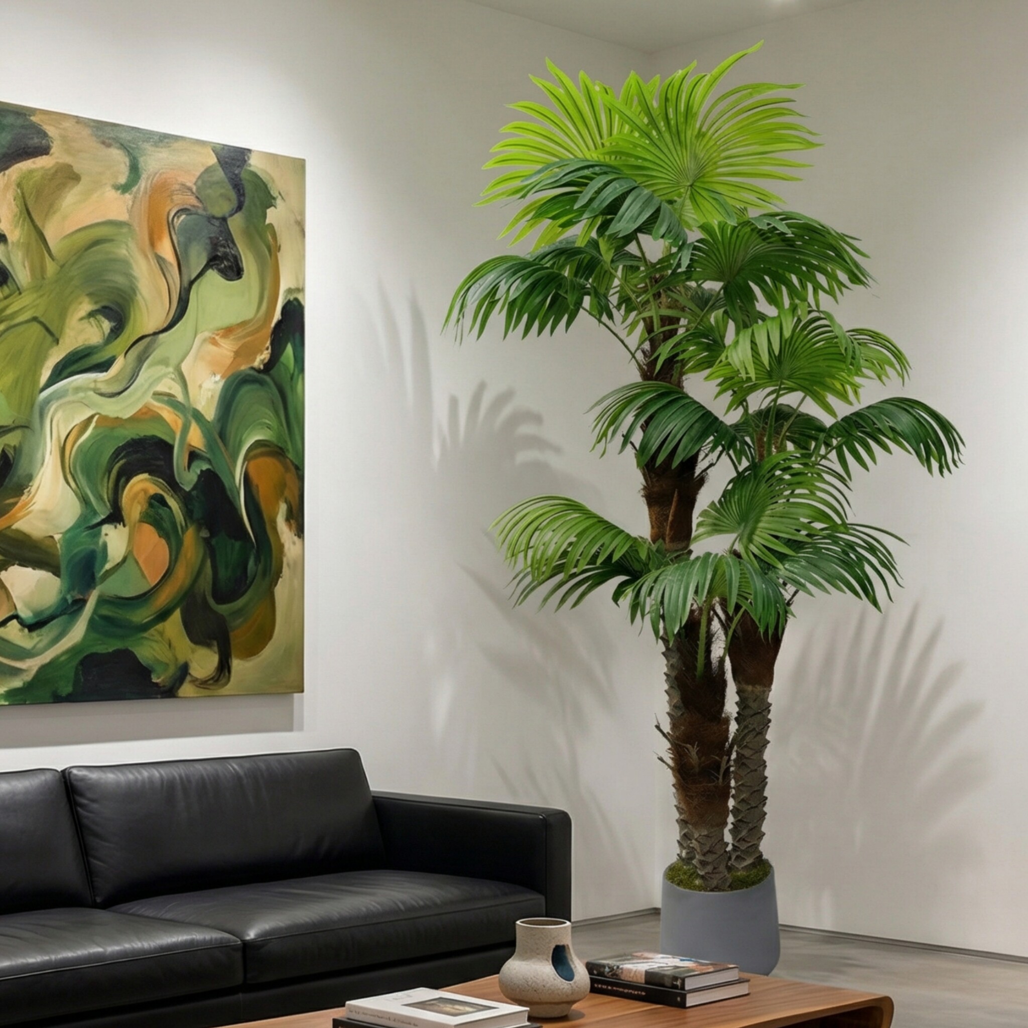 多杆棕葵椰子树仿真绿植高端轻奢客厅室内仿生假花树大型落地盆栽