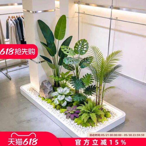 仿真绿植组合造景楼梯下
