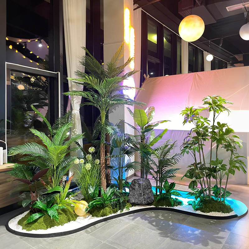 仿真绿植造景植物景观室内玄关橱窗氛围仿生假树大型网红餐厅装饰