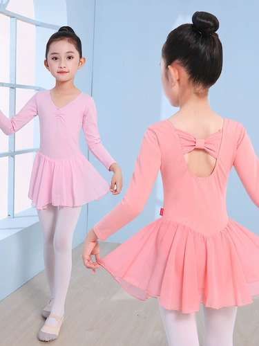 Детская юбка, лонгслив, розовая танцующая спортивная одежда, одежда для гимнастики, осенняя