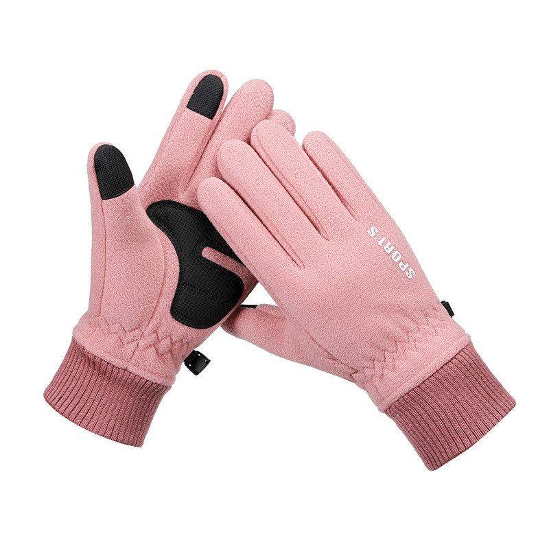 冬季保暖手套摇粒绒加厚防寒触屏骑车电动车开车手套冬天户外手套