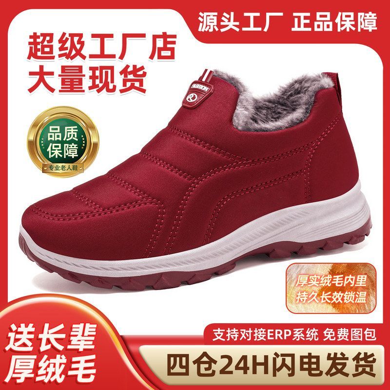鞋子女鞋冬季棉靴新款跨境加绒加厚一脚蹬雪地靴保暖防水棉鞋代发