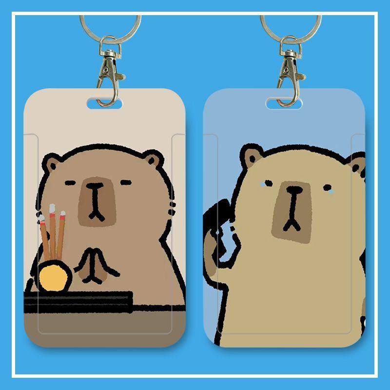 水豚表情包学生滑盖卡套饭卡公交卡水卡身份证件保护套门禁校园卡