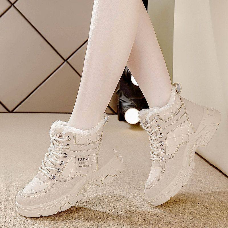 2025秋冬新款透气学生运动鞋增高百搭加绒加厚阿甘保暖软底雪地靴