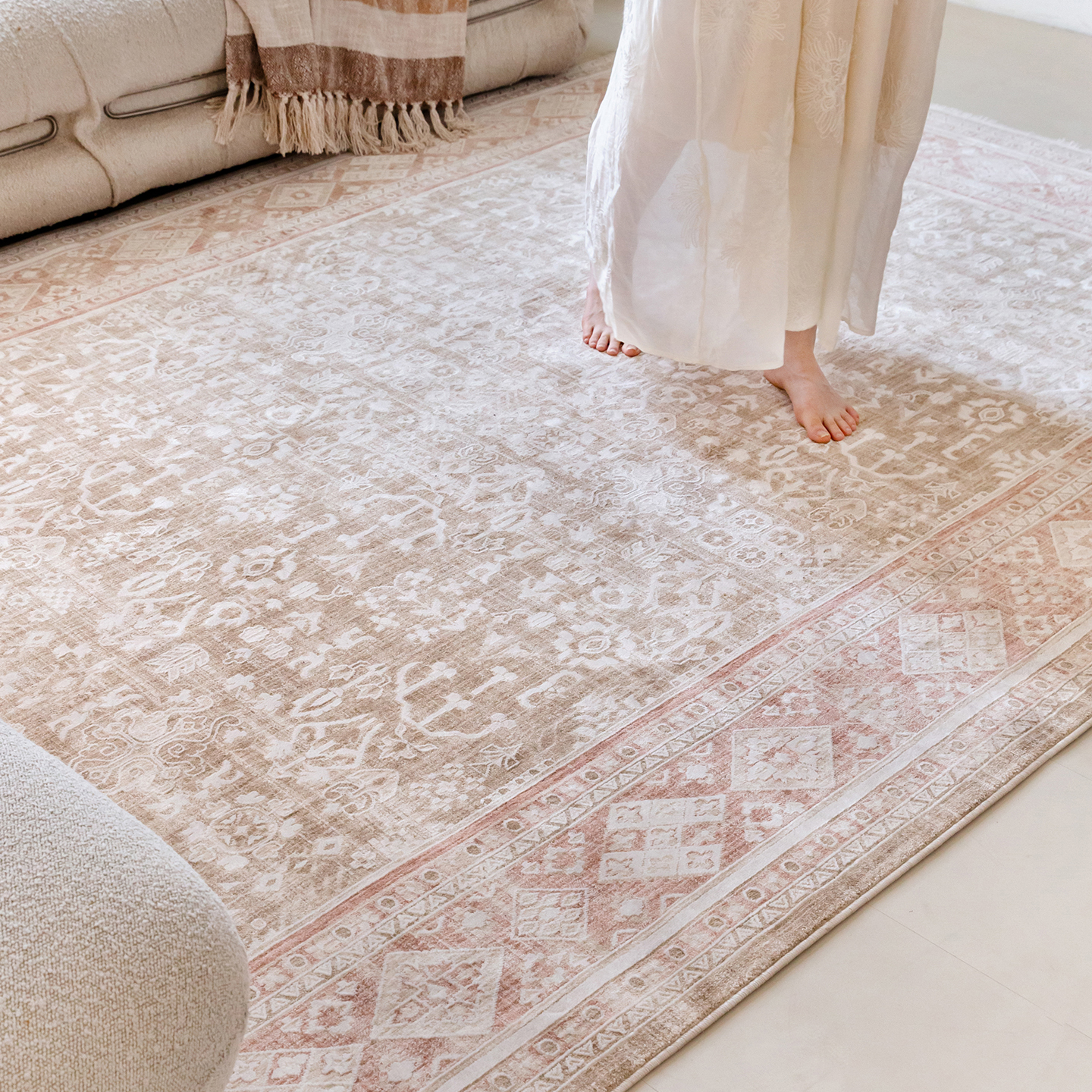 视觉味道进口法式中古地毯客厅覆古高级感粉色土耳其编织波斯无胶