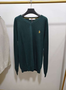 u.s.polo assn.男装保罗柔软舒适V领100%山羊绒毛衣吊牌价2499