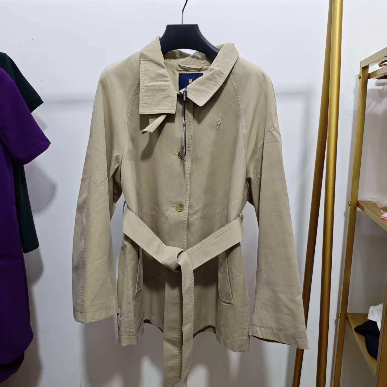 polowalk专柜正品女装春秋连帽腰带风衣外套女装AY8W53451031偏大