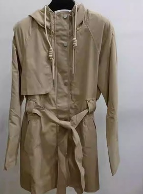 polowalk专柜正品女装春秋连帽腰带风衣外套女装B93W41410011
