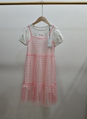 130码Golden Bear女童格子假2件格子连衣裙BCVB226A0061吊牌价450