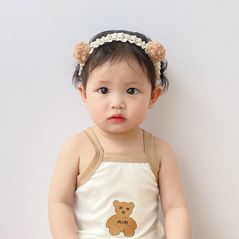 可爱毛球婴儿发带韩国超萌男女宝宝头饰新生儿不勒头满月周岁发饰