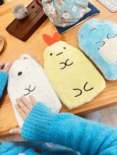 日本客户品牌订单 加厚环保PVC毛绒布套可爱可拆洗热水袋800ML