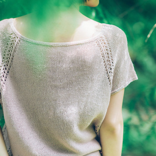 手工DIY棒针线编织含教程 衣材料包 云团织NO.81念安 简约亚麻短袖