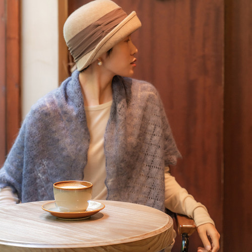 真丝马海毛手工diy材料包披肩