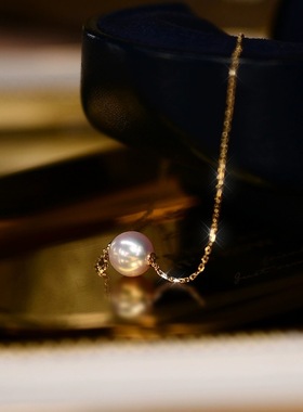 路路通正圆强光淡水珍珠锁骨链轻奢小众高级感项链教师节生日送礼