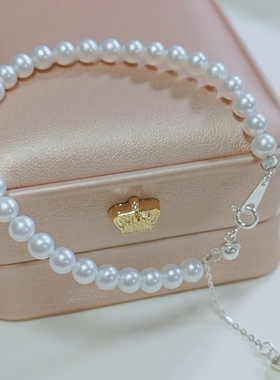 正圆镜面极强光无暇天然淡水珍珠手链气质轻奢高档手串节日礼物